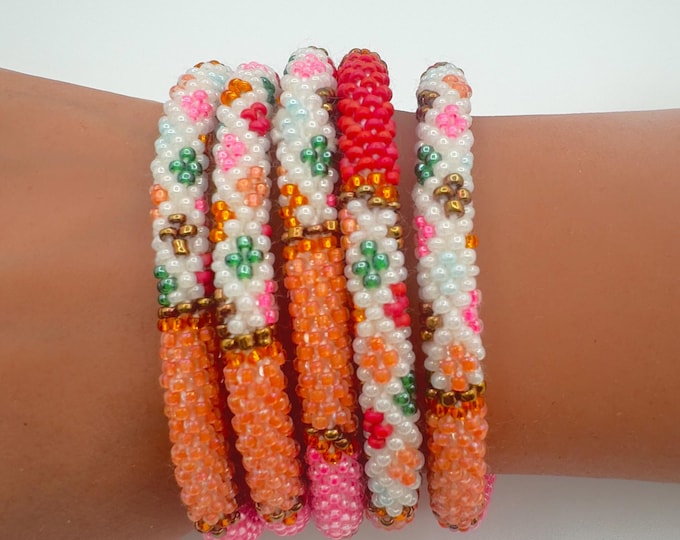 Seed Bead Bracelet |  Handmade Nepal Crochet | Glass Beaded Jewelry - CANDY PATCH