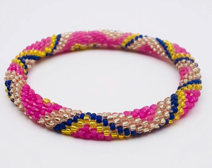 Handmade Glass Seed Bead Nepal Bracelet: Colorful Spring Spark