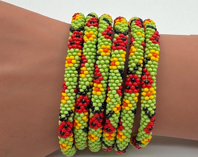 Seed Bead Bracelet |  Handmade Nepal Crochet | Glass Beaded Jewelry – LADY BUG GARDEN