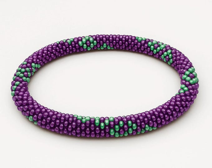Amethyst Grove Seed Bead Bracelet: Handmade Nepal Artisan Jewelry