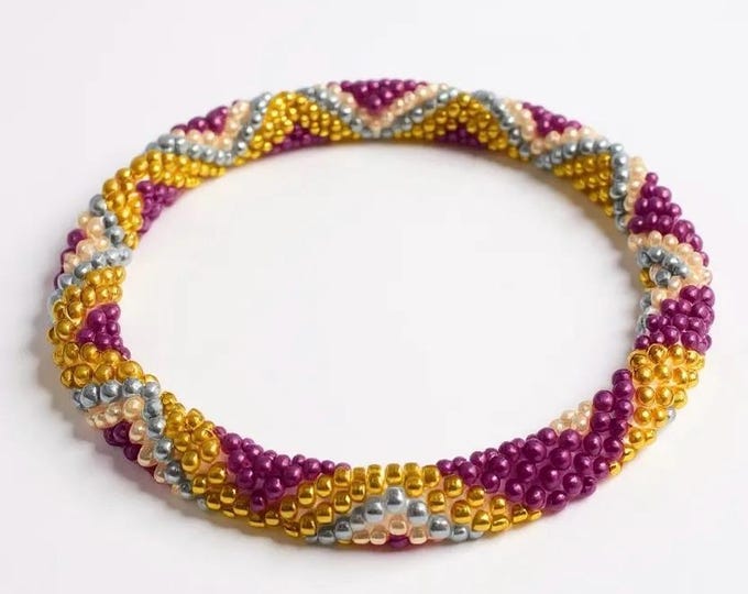 Handmade Glass Seed Bead Nepal Bracelet: Imperial Grace Design