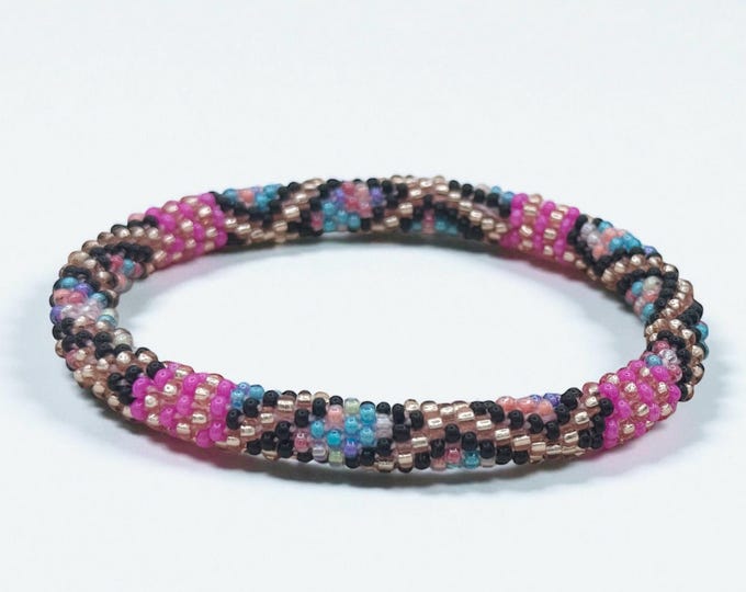 Handmade Glass Seed Bead Nepal Bracelet - Electric Jewel Design
