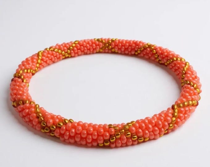 Handmade Glass Seed Bead Nepal Bracelet: Spiced Ember