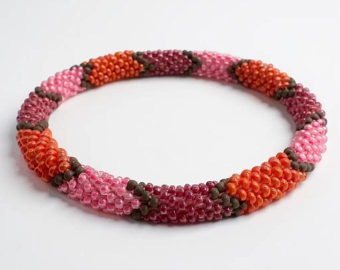 Handmade Glass Seed Bead Nepal Bracelet - SUNSET BLOOM