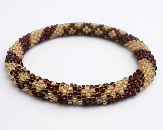 COCOA SWIRL | Handmade Glass Seed Bead Nepal Bracelet| 1 Bracelet  | Colorfulque Creations | Nepal Seed Bead Bracelets