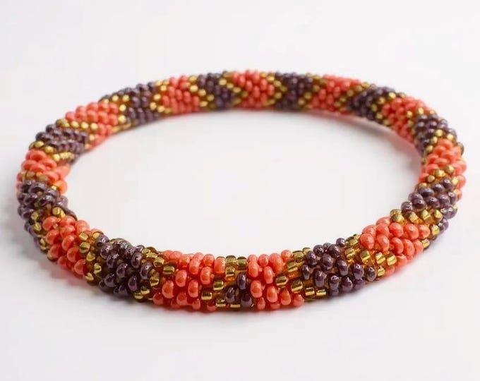 Handmade Nepal Glass Seed Bead Bracelet: Radiant Dawn Design