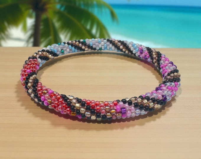 Seed Bead Bracelet |  Handmade Nepal Crochet | Glass Beaded Jewelry - DREAM WAVE