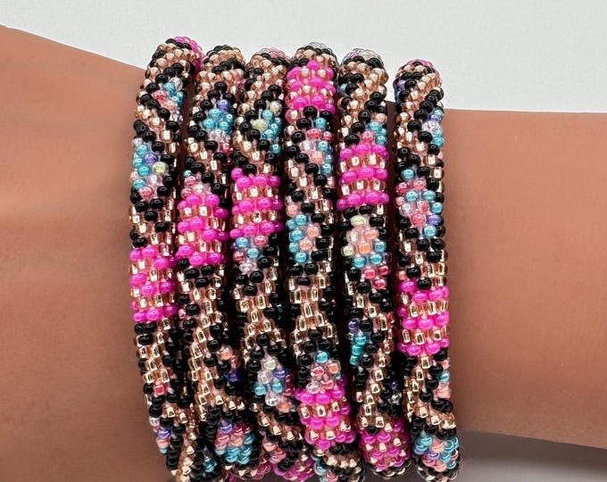 Handmade Glass Seed Bead Nepal Bracelet - Electric Jewel Design