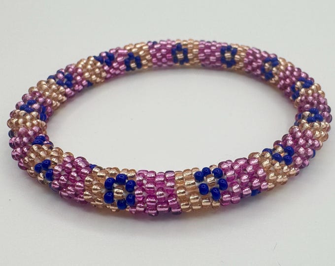 Moonlit Orchid Seed Bead Bracelet: Handmade Nepal Artisan Jewelry