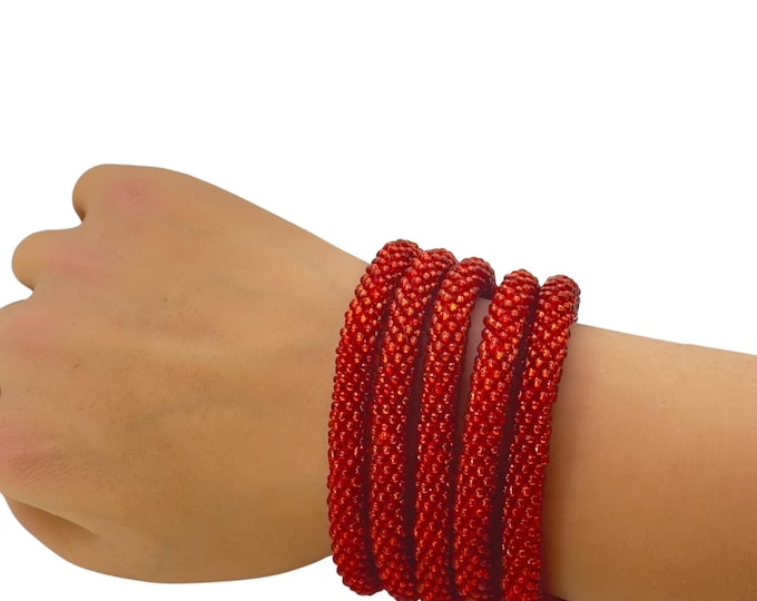 CRIMSON HEAT | Handmade Glass Seed Bead Nepal Bracelet| 1 Bracelet | Colorfulque Creations | Nepal Seed Bead Bracelets