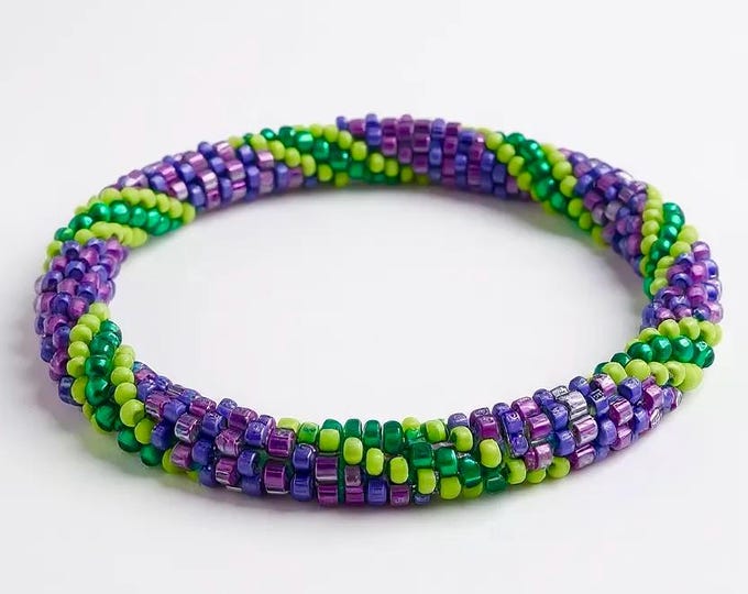 Violet Glass Seed Bead Bracelet: Handmade Nepal Artisan Jewelry