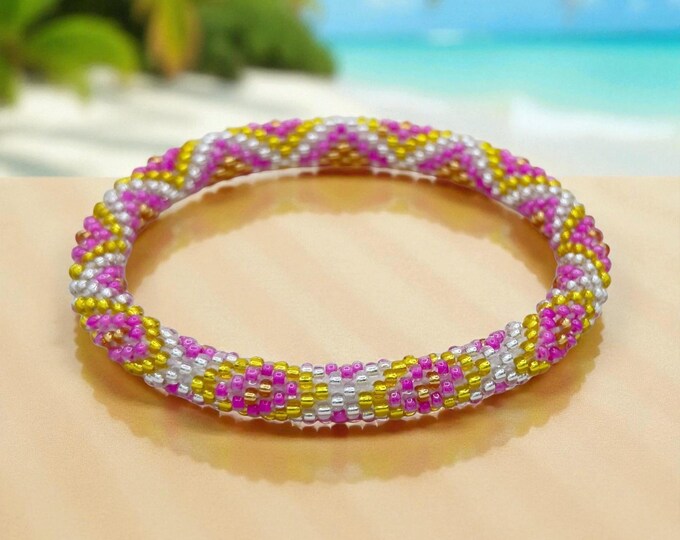 Seed Bead Bracelet |  Handmade Nepal Crochet | Glass Beaded Jewelry - BLOSSOM OF LOVE