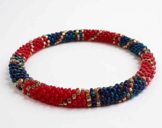 Handmade Nepal Seed Bead Bracelet: Colorful Artisan Glass
