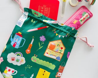 Stationery Collection Drawstring Pouch Bag