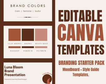 Branding Starter Pack | Moodboard & Style Guide Templates | Canva Editable Digital Kit for Small Business and Creators