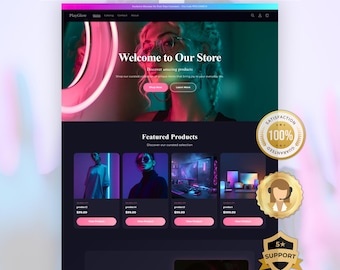 Dark Vibrant Shopify Theme for Creators, Fashion, Beauty & Gaming | Modern Neon Customizable Shopify Template