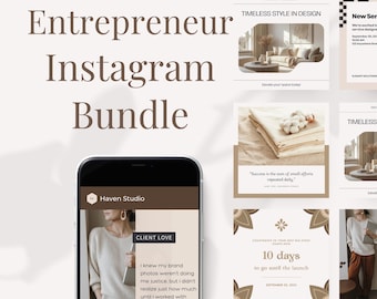 Instagram Content Bundle for Entrepreneurs | Canva Templates, Social Media Kit, Business Marketing Posts, Reels & Story Templates