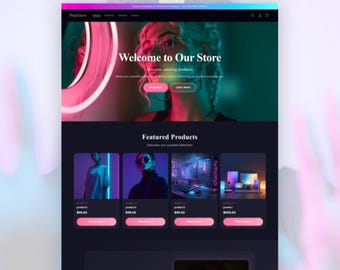 Dark Vibrant Shopify Theme for Creators, Fashion, Beauty & Gaming | Modern Neon Customizable Shopify Template