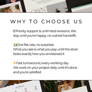 K&ouml;nnte beinhalten: Wei&szlig;er Hintergrund mit dem Text "WHY TO CHOOSE US" in fetter, schwarzer Schrift. Darunter listen Aufz&auml;hlungspunkte vorrangigen Support, einen Festpreis und eine schnelle Bearbeitung auf. Das Bild ist eine Werbegrafik.