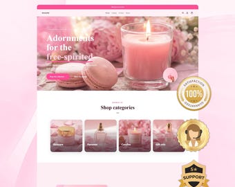 Feminine Pink Shopify Theme, Beauty Skincare Website Template, Cosmetics Store Design, Ecommerce Boutique Layout, Shopify 2.0