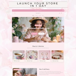 Pink Feminine Shopify Theme | Handmade & Artisan Craft Store Design | Modern Cute Boutique Template