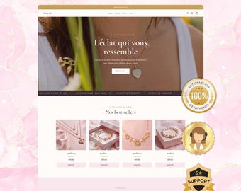 Luxury Jewelry Shopify Theme, Feminine Boutique Website, Elegant Fashion Store Template, Premium Ecommerce Design, Beauty Brand Layout