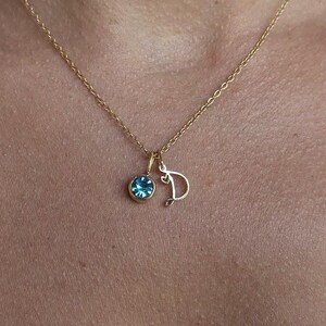 Collar personalizado con dije inicial y piedra de nacimiento, regalo para ella, mujer, nacimiento, mamá, abuela, mejor amiga, madrina