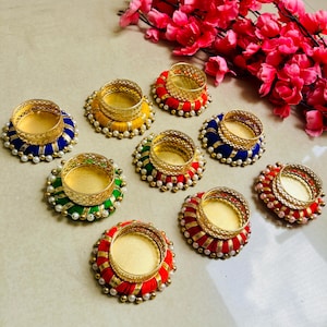 Handgemachte Diwali Teelichthalter - Indische festliche Dekoration, 10er Set