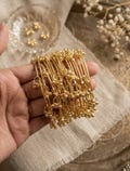 8pc Gold Ghungroo Bangles Kashmiri Jingle Bell Bracelets - Indian Wedding Favors - Traditional Jaipur Jewelry Mehendi Return Gifts For Her