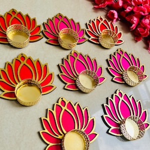 Handgemachte Lotus Teelichthalter: Diwali Festive Decor, Pink, Set von 100