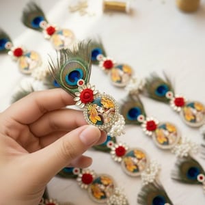 Peacock Feather Radha Krishna Brooch | Kundan Pearl, Indian Wedding Jewelry