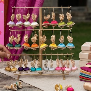 Handmade Thread Pearl Jhumka Earrings | Indian Ethnic Dangle Jewelry