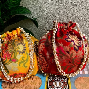Brocade Silk Potli Bags - Indian Party Favor Clutch - Lot of 100