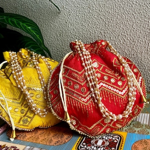 Embroidered Silk Potli Bag - Handmade Indian Clutch - Lot of 100