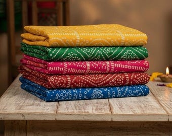 Set of 5 Bandhani Dupattas Indian Traditional Scarf | Indian Dupatta | Gift for Her