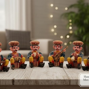 Handcrafted Rajasthani Musician Figurines | Indian Folk Art Decor, Set of 6