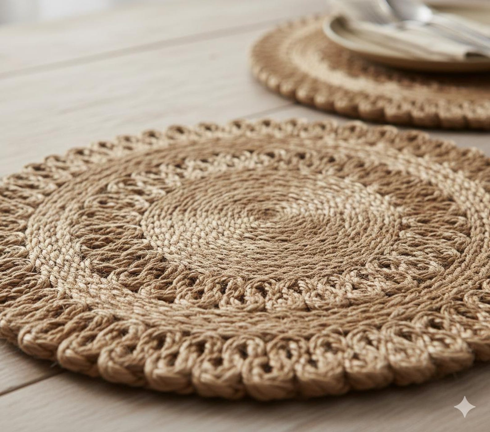 Handmade Jute Placemat | Round Woven Table Mat | Boho Decor Dining | Eco-Friendly Home Style - 4 PIECES