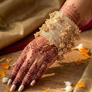 32 Stück Gold Ghungroo mit Zirkon Armreifen Armbänder - Indische Hochzeit Gefälligkeiten - Traditionelle Jaipur Schmuck Mehendi Rückgabe Geschenke für Sie