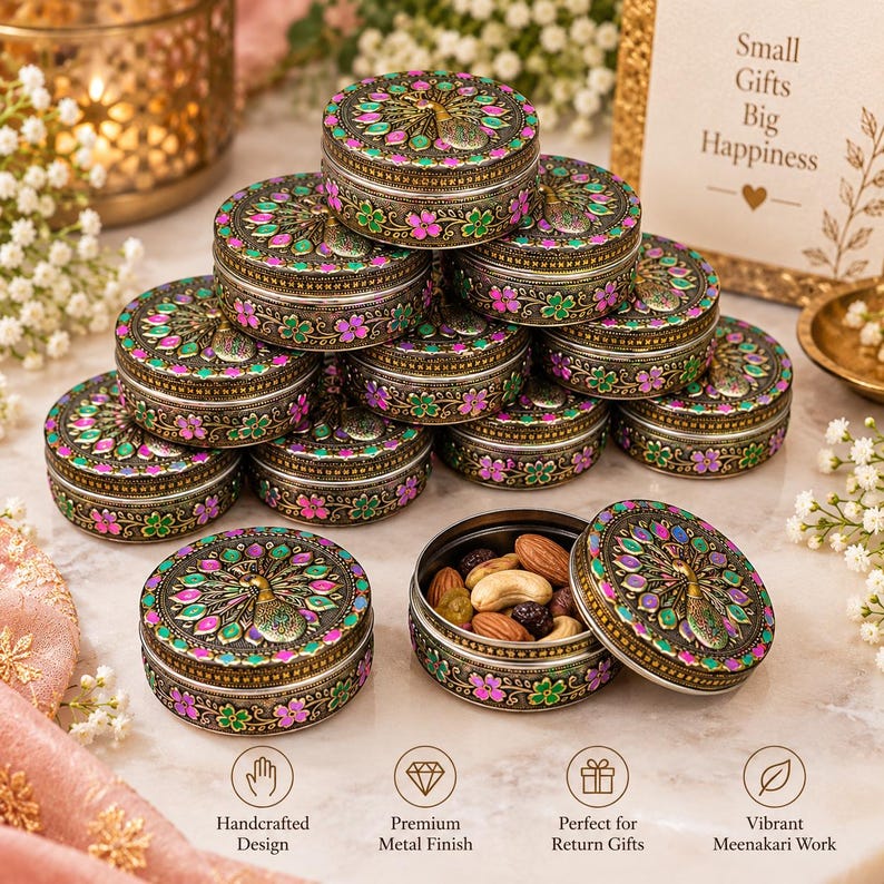 Meenakari Metal Boxes Bulk, Indian Wedding Favors, Return Gift Boxes Meenakari Metal Boxes Bulk, Indian Wedding Favors, Return Gift Boxes
