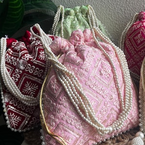 Embroidered Silk Potli Bag - Handmade Indian Clutch - Set of 100