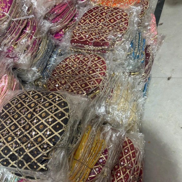 Mirror Work Silk Potli Bag - Indian Party Favor - Lot of 100