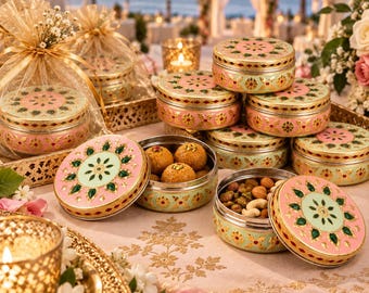Meenakari-Metalldosen, Gastgeschenke für indische Hochzeiten, dekorative Schmuckdosen (Großpackung)