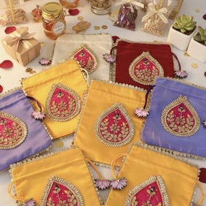 Handmade Plain Gotta Silk Potli Bags - Indian Party Favor, Set of 100