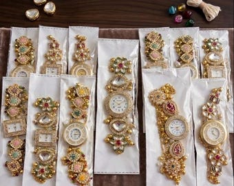 Kashmiri Kundan smyckesklocka | Förgylld Meenakari armbandsklocka för kvinnor