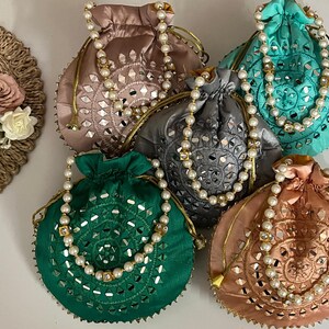 Handmade Silk Potli Bags - Assorted Colors, Ethnic Design - Lot of 100