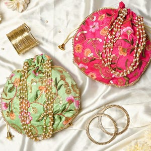 Embroidered Silk Potli Bag - Indian Wedding Favor - Set of 100