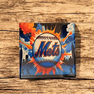 Set of 4 NY Mets ceramic coasters