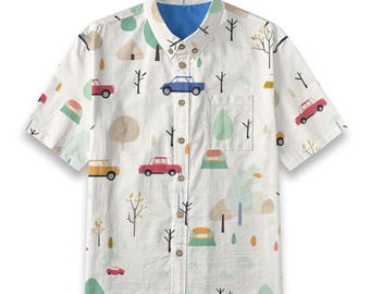 Kid's Shirt With Pocket - "Car Tree"