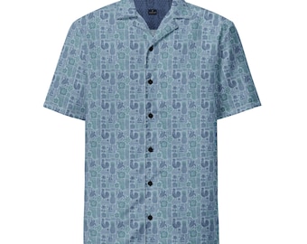 Unisex button shirt - Blue Rooster & Pineapple Shirt