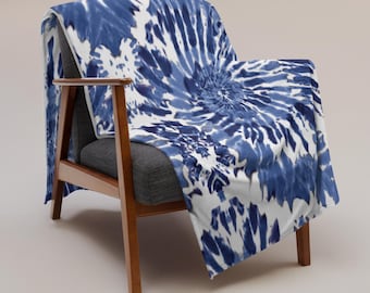 Manta decorativa - Azul con estampado tie-dye